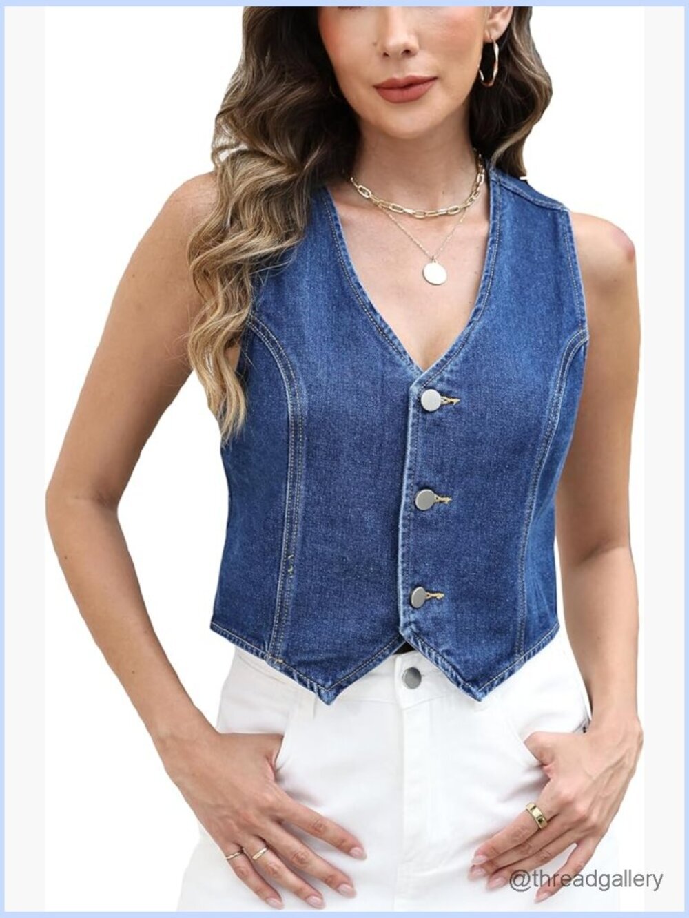 Crop Denim Vest Women Sleeveless Button Down Y2K Trendy Western Jean Top